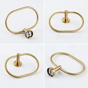 Towel Ring Brushed Gold, Angle Simple SUS 304 Stainless Steel Modern Towel Holder, Bathroom Hand Towel Rack Wall Mounted