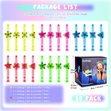 Satkago Light Up Bracelets 30-Pack Fun Party Favors for Kids