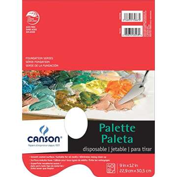 Canson Series Foundation Disposable Palette Pad, Coated Paper, Fold Over, 9 x 12 Inch, 40 Sheets, 9"X12"