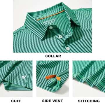 Men's Stylish Golf Shirt Dry Fit Moisture Wicking Polo