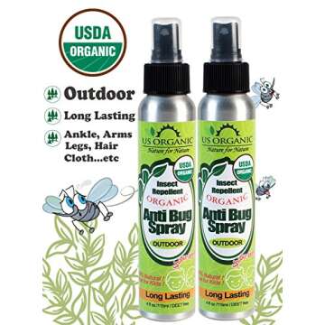 US Organic Mosquito Repellent Anti Bug Outdoor Pump Sprays, USDA Certification, Cruelty Free, Proven Results by Lab Testing, Deet-Free (4 oz - Value 2 Pack)