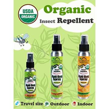 US Organic Mosquito Repellent Anti Bug Outdoor Pump Sprays, USDA Certification, Cruelty Free, Proven Results by Lab Testing, Deet-Free (4 oz - Value 2 Pack)