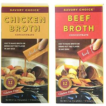 Savory Choice Liquid Chicken and Beef Broth Concentrates, Set of 2 Boxes (One Pack)