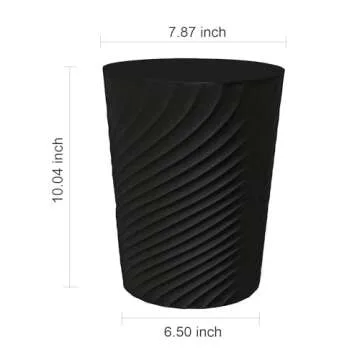 DAJITRE 1.8 Gallon Small Trash Can Wastebasket Recycling Bin Slim Profile for Compact Spaces Bathroom, Office, Bedroom, Kitchen (1.8 Gallon, Black)