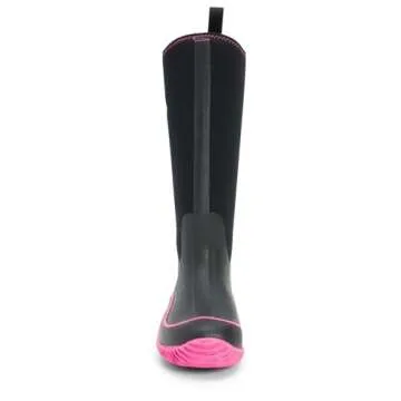 Muck Boots Hale Multi-Season Women's Waterproof Rubber Boot, Black/Hot Pink, 7 M US