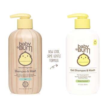 Baby Bum Shampoo & Wash Gel | Tear Free Soap for Sensitive Skin with Nourishing Coconut Oil | Natural Fragrance | Gluten Free and Vegan | 12 FL OZ (Packaging May Vary)
