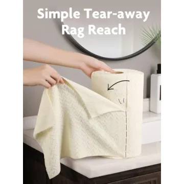 Fantasticlean Microfiber Cleaning Cloth Roll -75 Pack, Tear Away Microfiber Towels, 12" x 12", Reusable, Washable, Scratch Free, Ultra Absorbent Dish Rags for Car, Home, Garage or Shop (Beige Ripple)