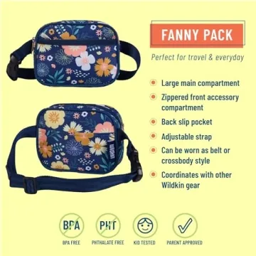 Wildkin Girls' Fanny Pack, Wildflower Bloom for Kids