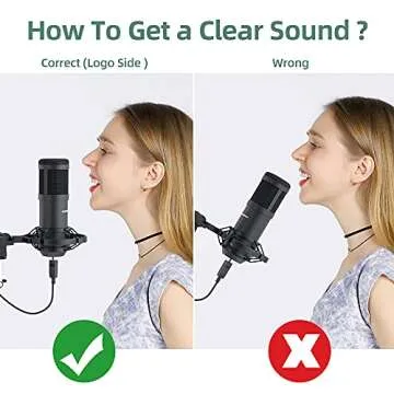 Sudotack USB Streaming Podcast PC Microphone, 192KHz/24Bit Studio Cardioid Condenser Mic Kit with Sound Card, Boom Arm, Shock Mount, Pop Filter, for Skype, YouTuber, Karaoke, Gaming, Recording
