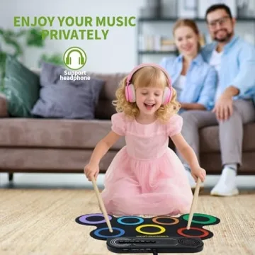 VerkTop Electric Drum Set with Built-in Speaker for Kids