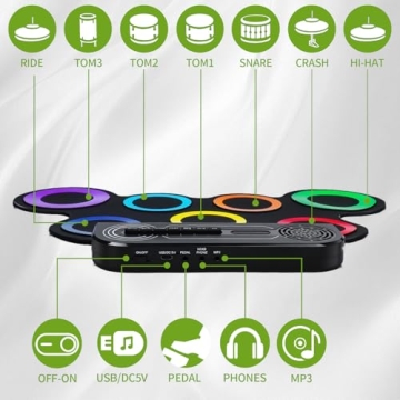 VerkTop Electric Drum Set with Built-in Speaker for Kids