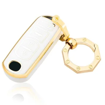YHC Mazda Key Fob Cover - Elegant Protection for Your Car Key (White)