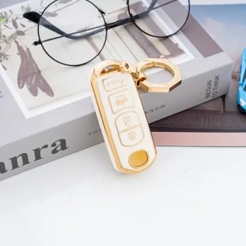 Stylish YHC Key Fob Cover for Mazda (White) - Protect & Enhance