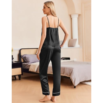 Ekouaer Women Silk Satin Pajamas Comfortable Luxury Sleepwear