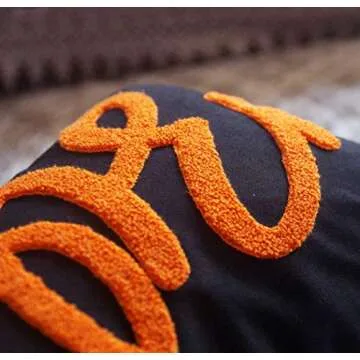 DECOPOW Embroidered Halloween Decor Pillow Cover, Decorative Canvas Pillow Cover for Halloween Style Decor (Boo)