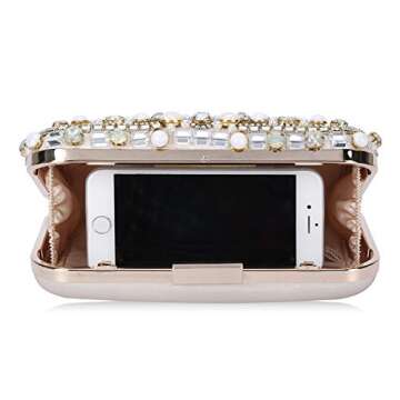 Clocolor Evening Bags and Clutches for Women Crystal Rhinestone for Wedding Party Beaded Clutch Purse Pearl Handbag(apricot)