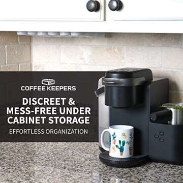 Under Cabinet K Cup Holder 24 Pods – Space-Saving Coffee Pod Holder, Steel Construction – Keurig Pod Organizer for Small Spaces – Kcup Holder with Screws & Adhesive for Easy Installation - BLACK