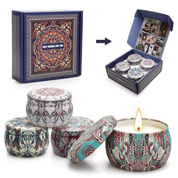 BAWOUA Candles Gift Sets, Candles for Home Scented, Gifts for Mom , Jar Candles, Aromatherapy Candle Birthday Gift for Women, 14oz 100H Long Lasting Burn Soy Wax Candle Set