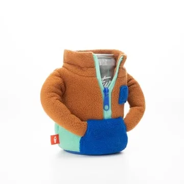 Puffin Fleece Jacket Can Cooler Honey Brown Beverage Insulator