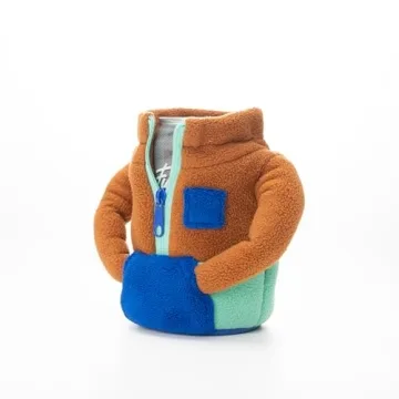 Puffin Fleece Jacket Can Cooler Honey Brown Beverage Insulator