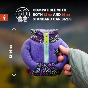 Puffin Fleece Jacket Can Cooler Honey Brown Beverage Insulator