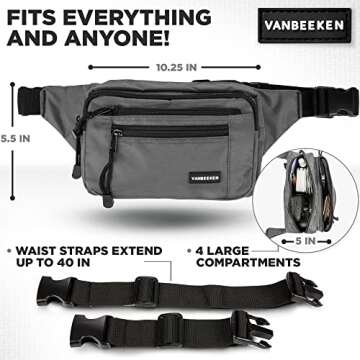 VAN BEEKEN Waterproof Fanny Pack for Men and Women