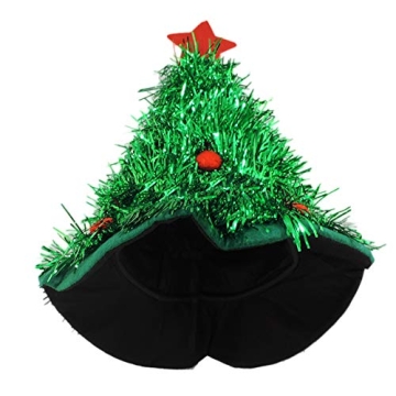 Green Tinsel Christmas Tree Holiday Novelty Party Hat