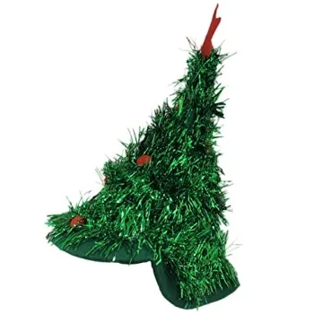 Green Tinsel Christmas Tree Holiday Novelty Party Hat