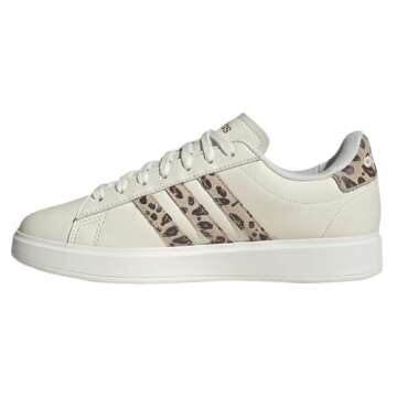 adidas Women's Grand Court 2.0 Sneaker, Off White/Magic Beige/Matte Gold, 8.5