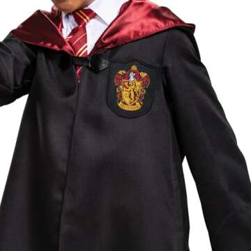 Disguise Harry Potter Robe, Official Hogwarts Wizarding World Costume Robes, Classic Kids Size Dress Up Accessory Black & Red, Large (10-12)