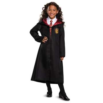 Disguise Harry Potter Robe, Official Hogwarts Wizarding World Costume Robes, Classic Kids Size Dress Up Accessory Black & Red, Large (10-12)