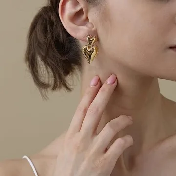 Apsvo Heart Drop Earrings - Lightweight & Stylish Jewelry