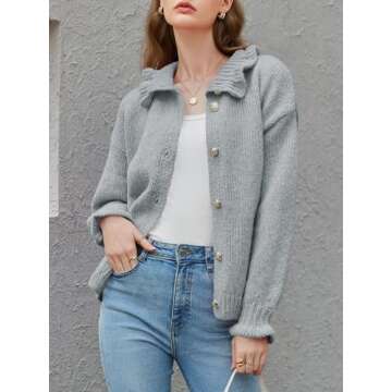 Saodimallsu Ruffle Cardigan - Cozy & Trendy for Women