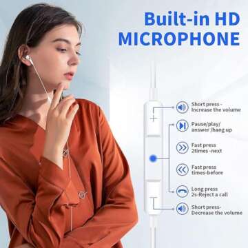 2-Pack USB C Headphones for iPhone 16 15 Earbuds with Microphone & Volume Control HiFi Stereo Type C Earphones for Galaxy S23/S22/S21/S20/Ultra Note 10/20, for iPad Pro Pixel 7/6/6a/5/4 OnePlus 9 8