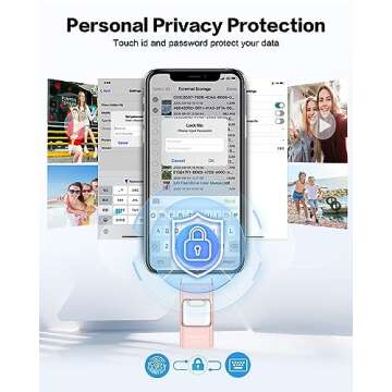 Flash Drive for iPhone 256GB, Photo Stick Thumb Drive USB Stick High Speed Transfer USB Drives External Storage Memory Expansion for iPhone/iPad/PC/Laptop (Pink)