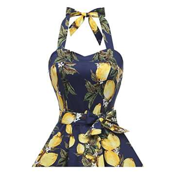 Topdress Women's Vintage Polka Audrey Dress 1950s Halter Retro Cocktail Dress Lemon S