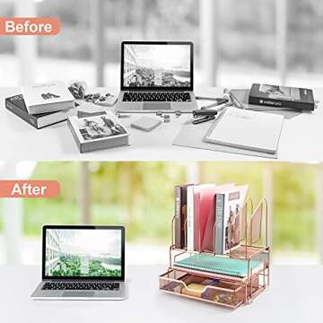Beiz Rose Gold Desk Organizer for Stylish Office Storage