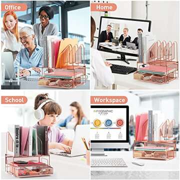 Beiz Rose Gold Desk Organizer for Stylish Office Storage