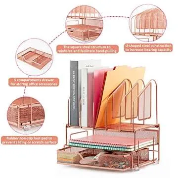 Beiz Rose Gold Desk Organizer for Stylish Office Storage