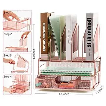 Beiz Rose Gold Desk Organizer for Stylish Office Storage