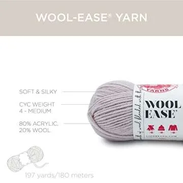 Lion Brand Yarn Wool-Ease Yarn, Worsted-Weight Yarn for Knitting and Crocheting, 1 Pack, Oxford Grey