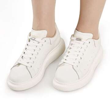 ZHENTOR Elastic Shoe Laces, Elastic No Tie Shoelaces for Sneakers, One Size Fits All Adults and Kids Shoes (05W-white(3 pairs))