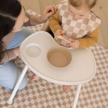 Tiny Twinkle Mess-Proof Splat Mats for Under high Chairs or Table Cover Art Projects for Baby and Toddler - Waterproof, Washable Floor or Table Splash mat 51" x 51" (Brown Checkers)