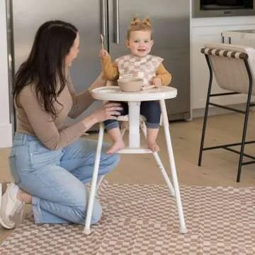 Tiny Twinkle Mess-Proof Splat Mats for Under high Chairs or Table Cover Art Projects for Baby and Toddler - Waterproof, Washable Floor or Table Splash mat 51" x 51" (Brown Checkers)