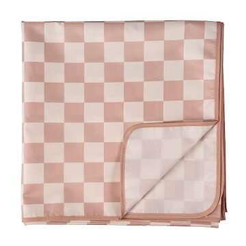 Tiny Twinkle Mess-Proof Splat Mats for Under high Chairs or Table Cover Art Projects for Baby and Toddler - Waterproof, Washable Floor or Table Splash mat 51" x 51" (Brown Checkers)