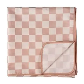 Tiny Twinkle Mess-Proof Splat Mats for Under high Chairs or Table Cover Art Projects for Baby and Toddler - Waterproof, Washable Floor or Table Splash mat 51" x 51" (Brown Checkers)