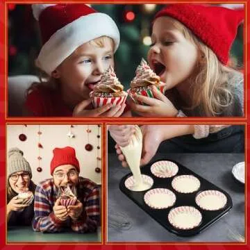 SANNIX 450pcs Christmas Cupcake Liners for Festive Baking