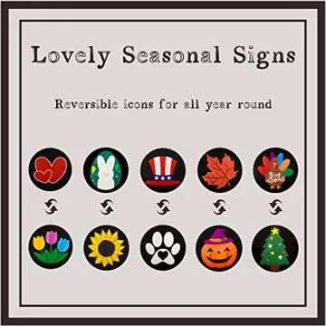 Monjita Welcome Sign for Front Porch Standing, Interchangeable Wooden Sign with 5 Designed Double-Sided Icons for Front Door, All Seasonal Farmhouse Rustic Modern Porch Decor for Fall Harvest