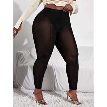 MakeMeChic Plus Size Mesh Sheer High Waist Leggings