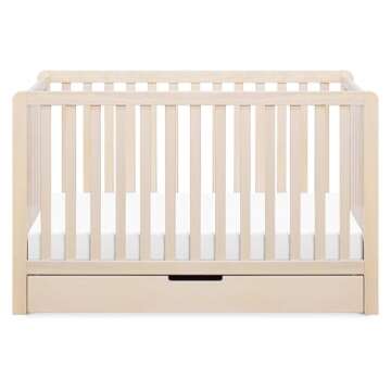 DaVinci Carter's Colby 4-in-1 Convertible Crib with Trundle Drawer in Washed Natural, Greenguard Gold Certified, Undercrib Storage